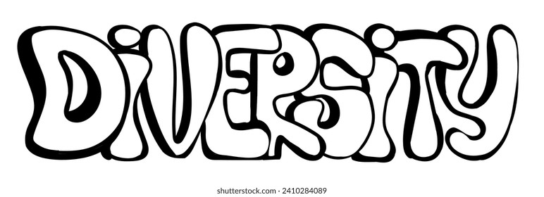 Cartoon street art graffiti slogan Diversity. Poster, print, graphic t-shirt or sweatshirt vector illustration.