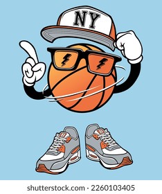 Cartoon street baller vector graphic illustration print