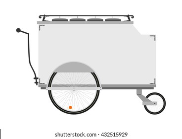 Cartoon street food vendor cart on a white background. Flat vector