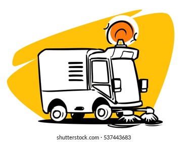 Cartoon street sweeper