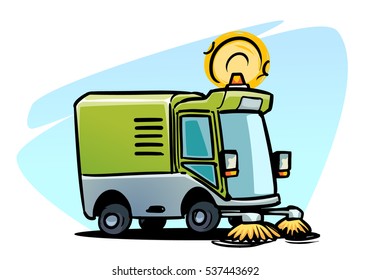 Cartoon street sweeper