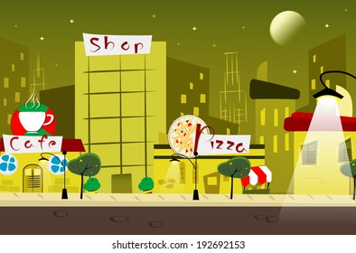 Cartoon street. Vector eps 10