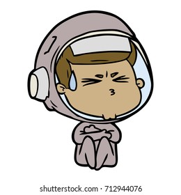 cartoon stressed astronaut