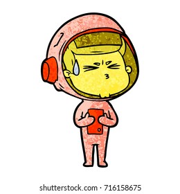 cartoon stressed astronaut