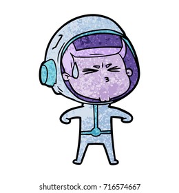 cartoon stressed astronaut
