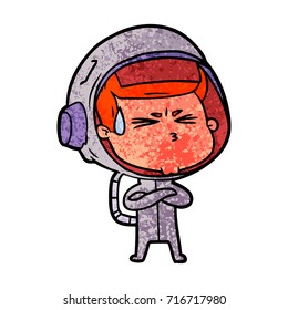 cartoon stressed astronaut