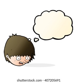 cartoon stressed face with thought bubble