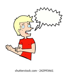 cartoon stressed man with speech bubble