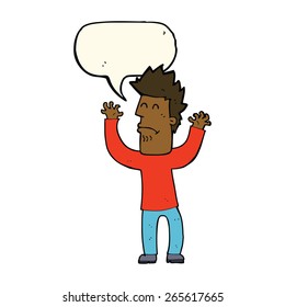 hombre estresado de caricatura con burbuja de habla
