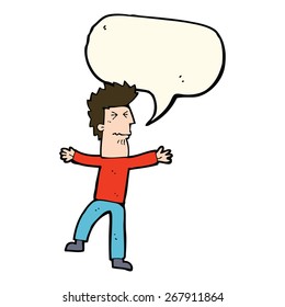 hombre estresado de caricatura con burbuja de habla