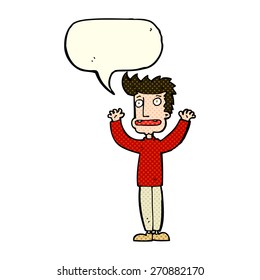 cartoon stressed man with speech bubble