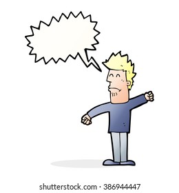 cartoon stressed man with speech bubble