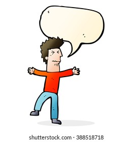 cartoon stressed man with speech bubble