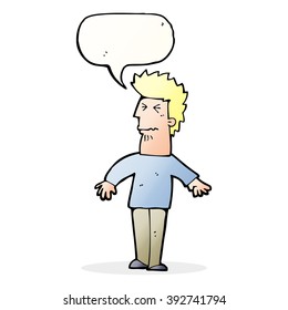 Cartoon betonter Mann mit Redeblase
