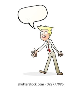 cartoon stressed man with speech bubble