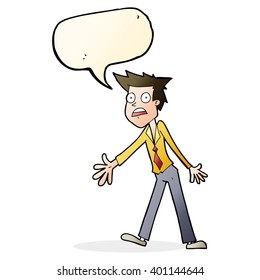 cartoon stressed man with speech bubble