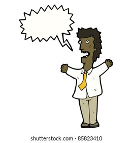 caricatura estressado homem de escritório gritando