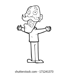 cartoon stressed old man
