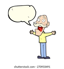 caricatura de un anciano estresado con burbuja de habla