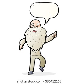 caricatura de un anciano estresado con burbuja de habla
