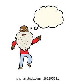 cartoon stressed old man with thought bubble