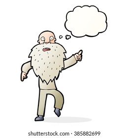 Cartoon betonte alte Mann mit Gedankenblase
