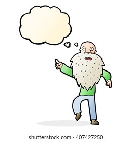 cartoon stressed old man with thought bubble
