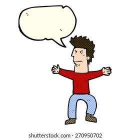 cartoon stressed out man with speech bubble