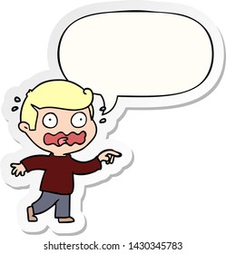 cartoon stressed out pointing with speech bubble sticker