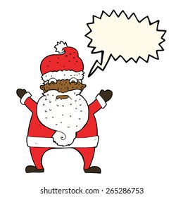 cartoon stressed out santa with speech bubble