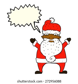 cartoon stressed out santa with speech bubble
