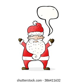 cartoon stressed out santa with speech bubble