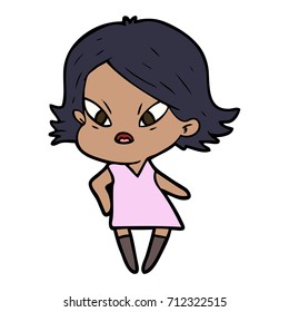 cartoon stressed woman