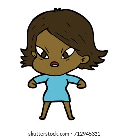 cartoon stressed woman