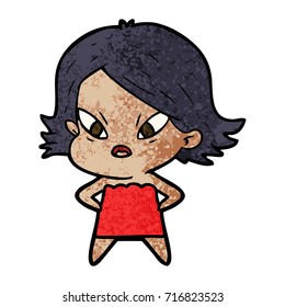 cartoon stressed woman