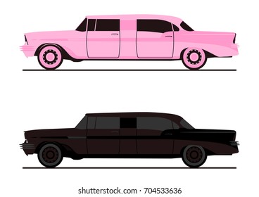 Cartoon stretch limo Flat vector.