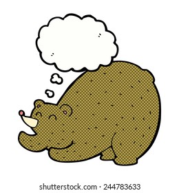 cartoon stretching bear with thought bubble