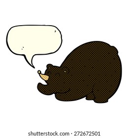 cartoon stretching black bear with speech bubble