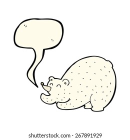 cartoon stretching polar bear with speech bubble