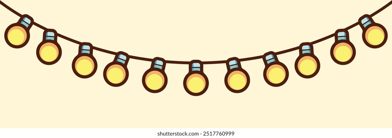 Cartoon String Lights - Cute Decorative Party Light Bulbs Illustration - Powered by Shutterstock - Get 15% off with code: PIKWIZARD15
