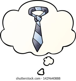 cartoon striped tie with thought bubble in smooth gradient style