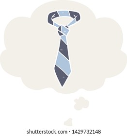 cartoon striped tie with thought bubble in retro style
