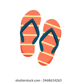 Cartoon stripped flip flops. Beach slippers. Sand sandal for summertime
