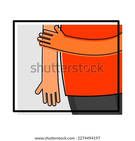 Cartoon of stroke spot, arm weakness sign.