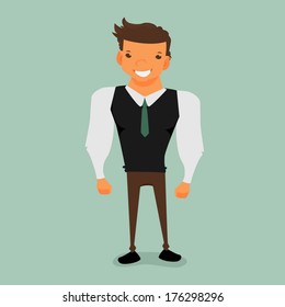 cartoon strong office man 