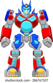 Cartoon strong robot and colorful