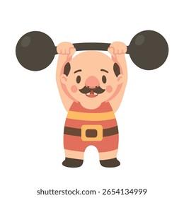 Cartoon Strongman Weightlifting Illustration flat