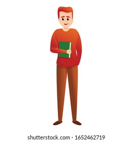  Cartoon of student with book vector icon for web design isolated on white background