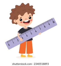 Cartoon Student Carrying Big Ruler