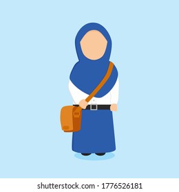 Cartoon student character, Vector illustration of junior high school Girl, suitable for back to school concept